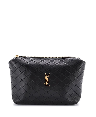 Pre-Owned Saint Laurent Gaby Zipped Pouch Quilted Leather