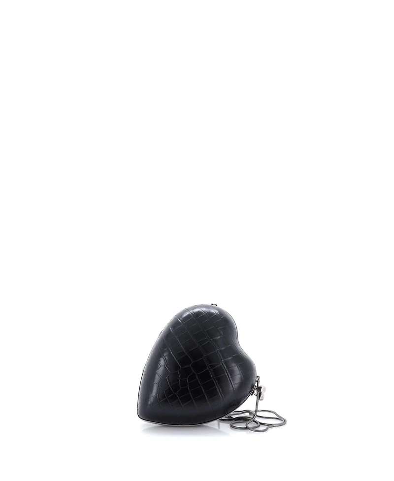 Pre-Owned Saint Laurent Love Heart Chain Box Clutch Embossed Leather