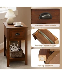 Gymax Contemporary Chair Side End Table Compact Table with Drawer Nightstand