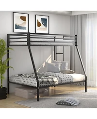 Slickblue Twin Over Full Bunk Bed Frame with Safety Rail and Ladder Design