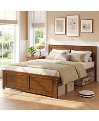 Slickblue Modern Full Size Wooden Bed Frame with Headboard
