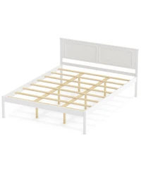 Slickblue Farmhouse Style Wooden Bed Frame with Headboard