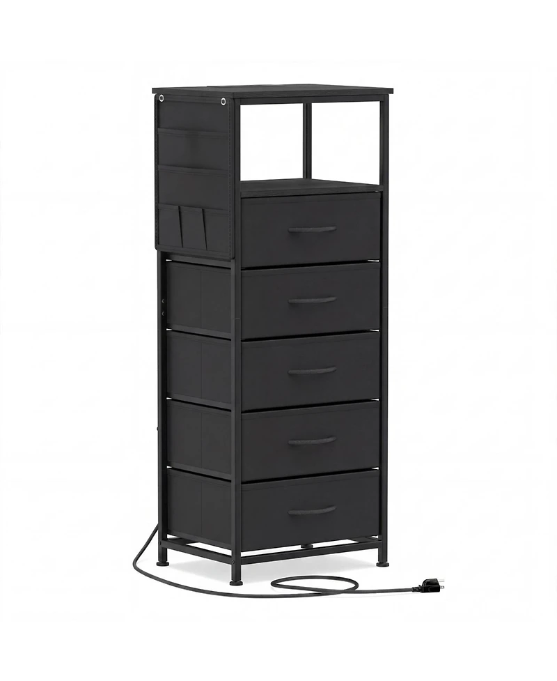 Slickblue Modern Nightstand 39" with Charging Station and Storage Shelf