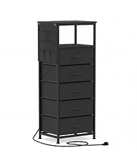 Slickblue Modern Nightstand 39" with Charging Station and Storage Shelf