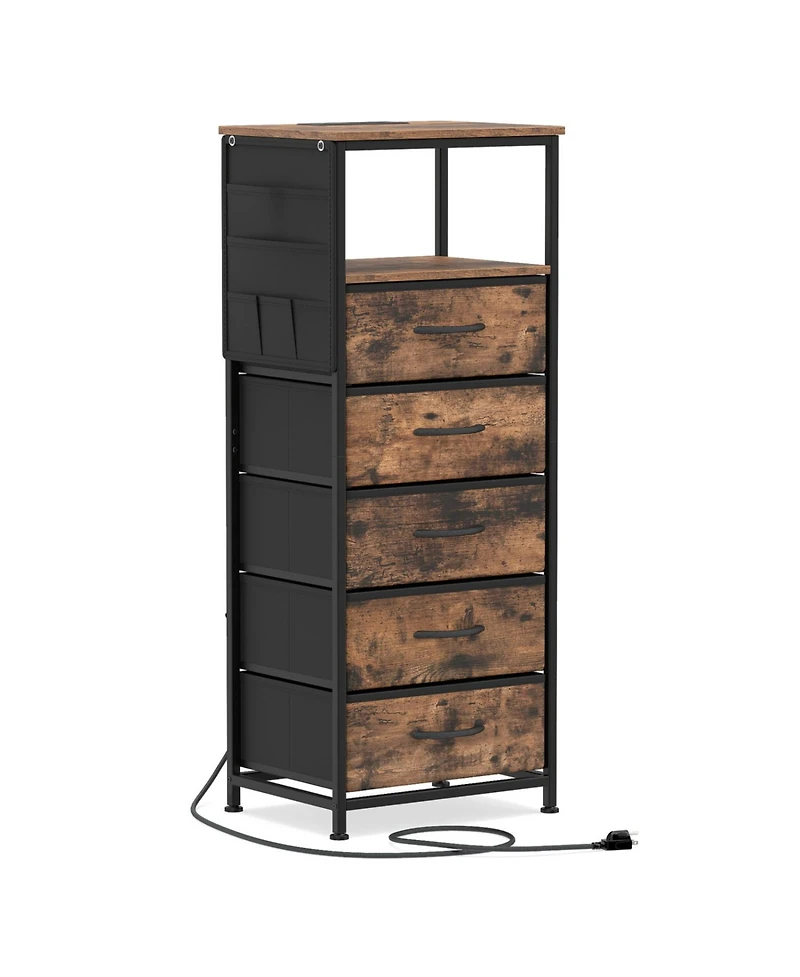 Slickblue Modern Nightstand 39" with Charging Station and Storage Shelf