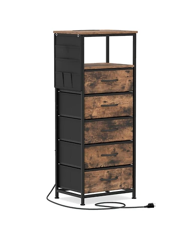 Slickblue Modern Nightstand 39" with Charging Station and Storage Shelf
