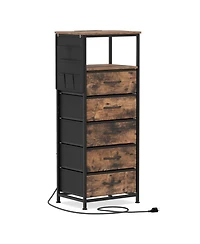 Slickblue Modern Nightstand 39" with Charging Station and Storage Shelf