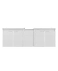 Sillysis 59 Inch Wall Mounted Double Bathroom Vanity with Resin Sinks, Soft Close Doors, Water-Resistant Cabinet, Side Storage