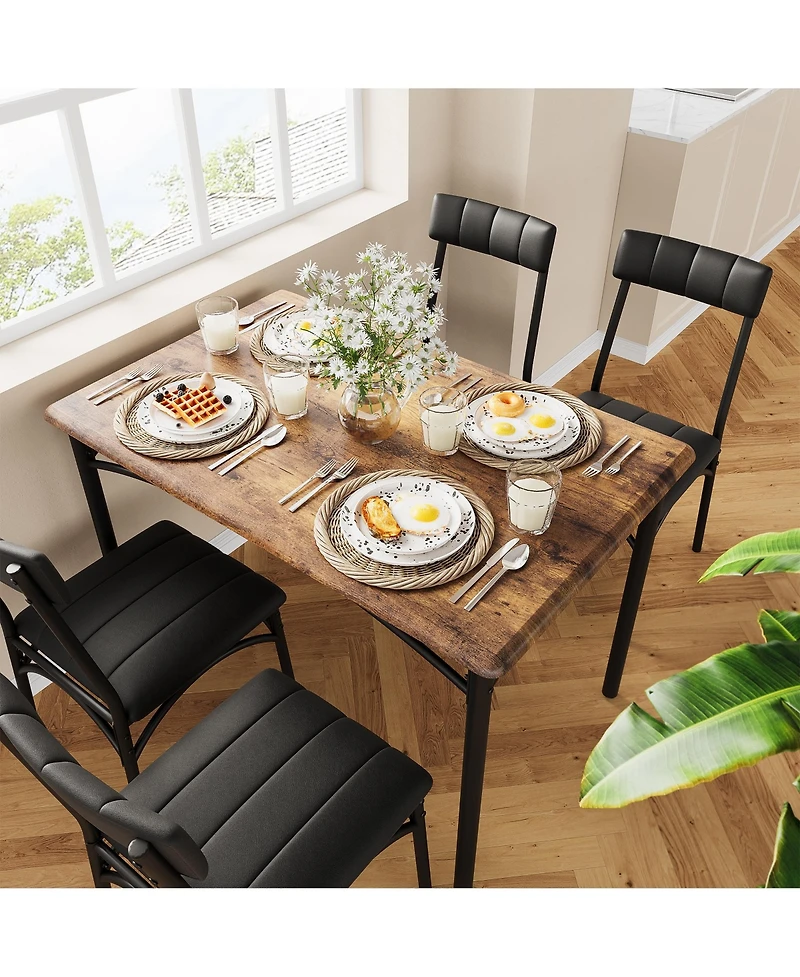 homfan Padded Upholstered Dining Chair Set, Stable Steel and Engineered Wood Structure, Space Saving Easy Clean Home Dining Furniture