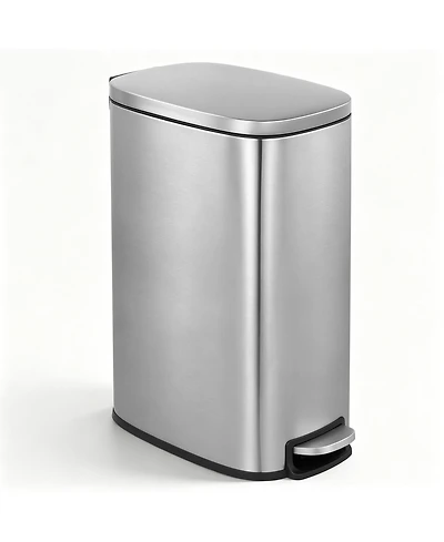 Mega Casa 13 Gal./50 Liter Slim Stainless Steel Step-on Trash Can for Kitchen