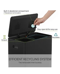 15.6 Gallon Rectangular Stainless Steel Step on With Two 30 Liter Compartments Trash Can
