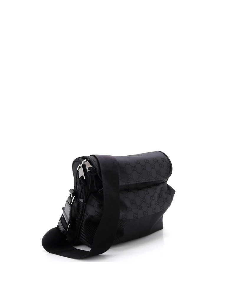 Pre-Owned Gucci Medium Web Flap Crossbody Bag Guccissima Nylon