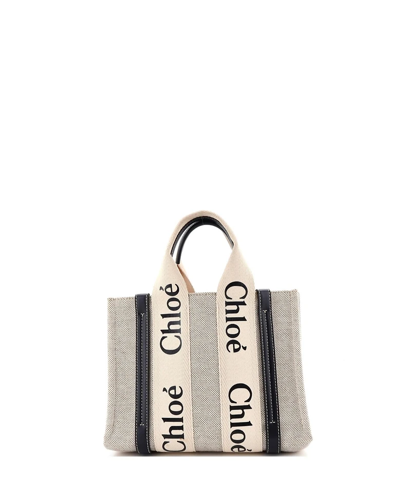Pre-Owned Chloe Small Woody Tote Canvas with Leather