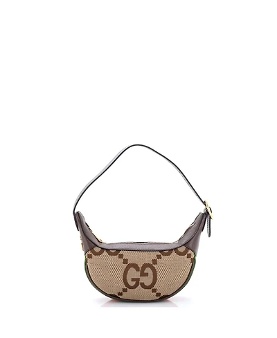 Pre-Owned Gucci Mini Ophidia Half Moon Bag Jumbo Gg Canvas