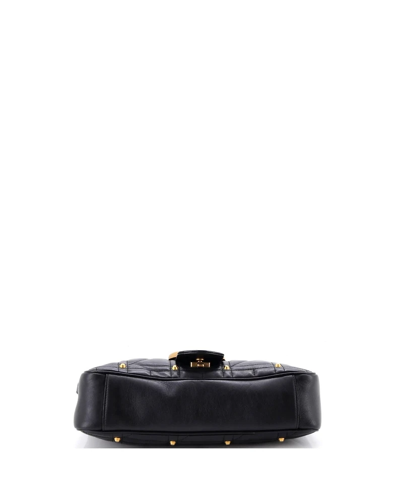 Pre-Owned Gucci Medium Gg Marmont Flap Bag Studded Matelasse Leather