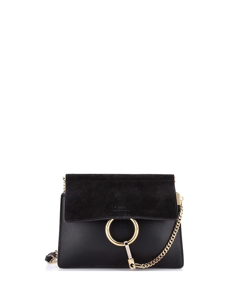 Pre-Owned Chloe Mini Faye Chain Shoulder Bag Leather and Suede