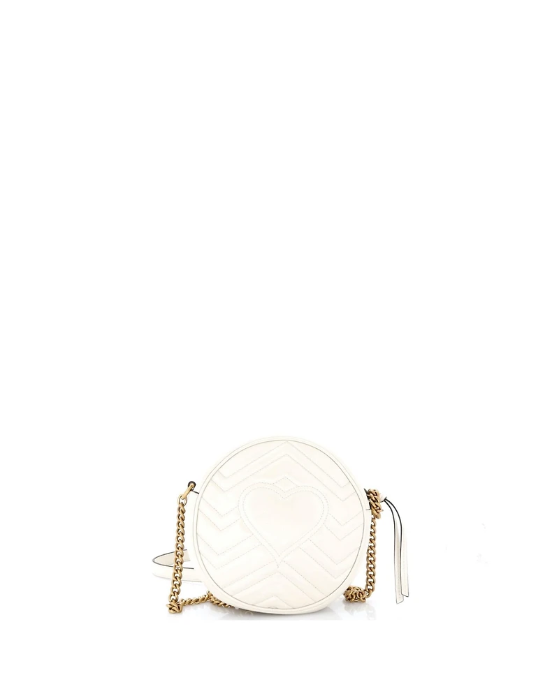 Pre-Owned Gucci Mini Gg Marmont Round Shoulder Bag Matelasse Leather