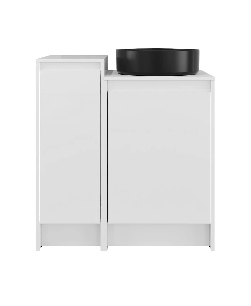 Sillysis 31.5 Inch Modern Bathroom Vanity with Ceramic Sink, Soft Close Doors, Small Storage Cabinet, Adjustable Faucet Hole