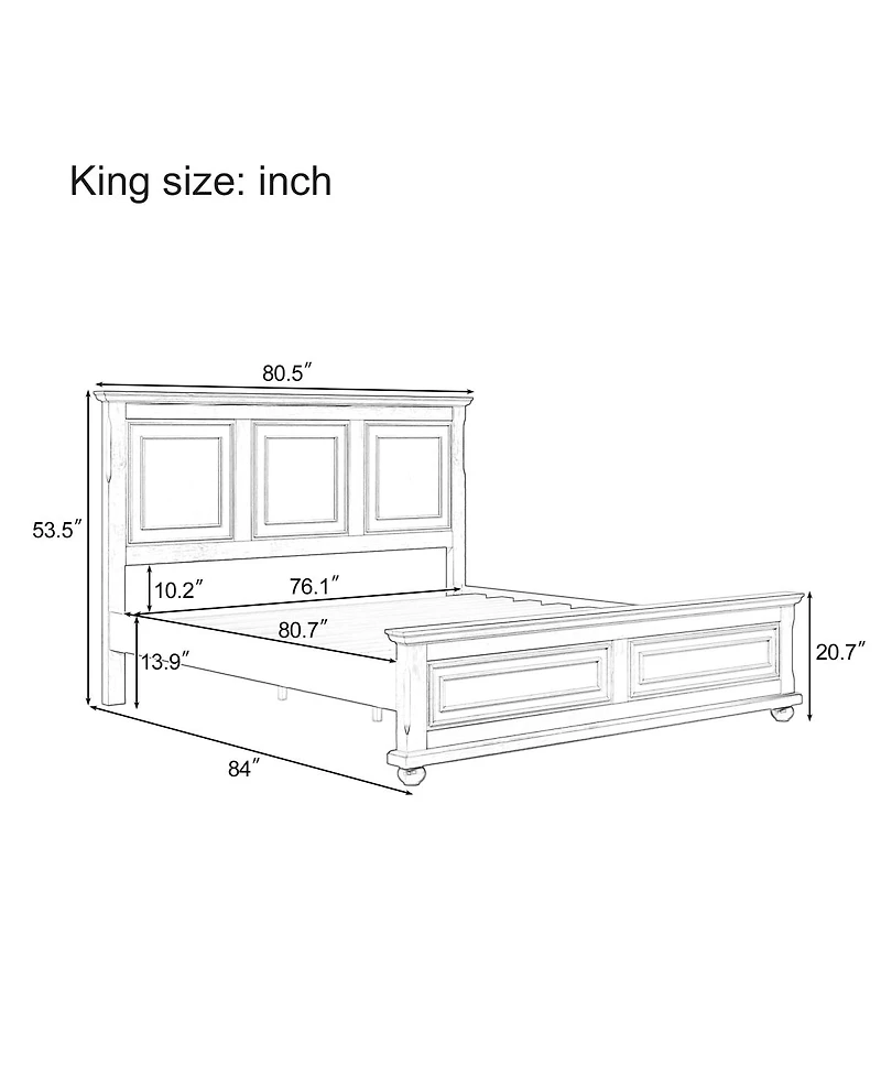 Streamdale Furniture Vintage Pinewood Tall King Bed Frame