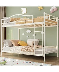 homfan Twin Over Bunk Bed for Kids, Heavy Duty Metal Frame with Safety Guardrail and Ladder, 400 Lbs Capacity, Space-Saving Design