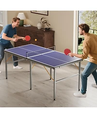 homfan Foldable Table Tennis with Engineered Wood Surface, Iron Frame Indoor Ping Pong for Home Game Room