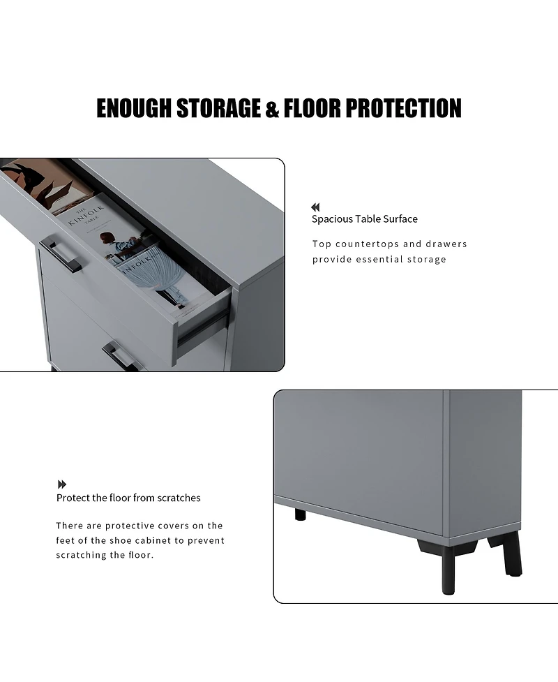 Clihome Shoe Storage Cabinet, Free Standing Organizer with 2 Flip Drawers, Hidden Rack
