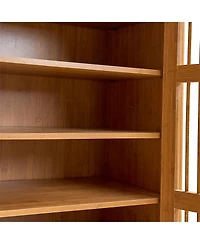 Clihome Shoe Cabinet with Shutter Doors, 6-Tier Entryway Adjustable Shelves, Wooden Rack Organizer
