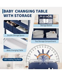 gaomon Baby Changing Table, Versatile Folding Changing Table with Wheels and 2 Drawers