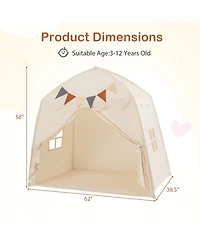 Gymax Kids Play Tent With Flags And Globe String Lights For 3-12 Years Old Indoor Outdoor