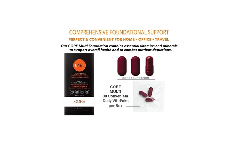 InviteHealth Core Foundation Multivitamin 30 Day VitaPak Regimen 2 Tablets and 1 Vegetarian Capsule per VitaPak