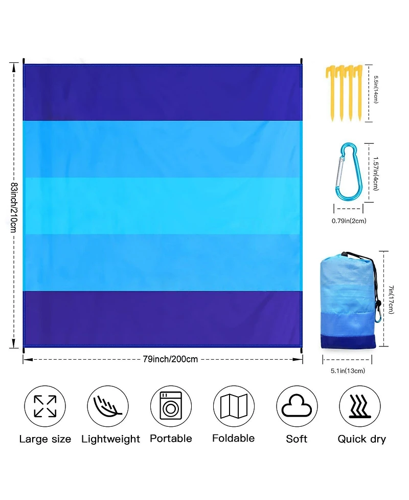 Cowin Beach Blanket Outdoor Waterproof Sandproof Beach Mat Picnic Blanket Camping in Hiking 79 X 83