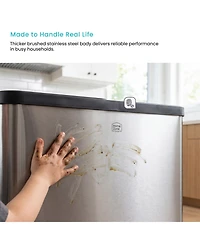 Home Zone Living 21 Gallon Dual Compartment Kitchen Trash Can with Dual Step Pedals, Soft-Close Lids and Odor Control, Stainless Steel.