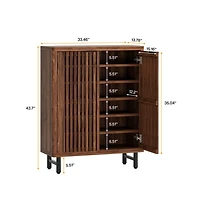 Slickblue Wooden Shoe Organizer with Adjustable Shelves and Louvered Doors