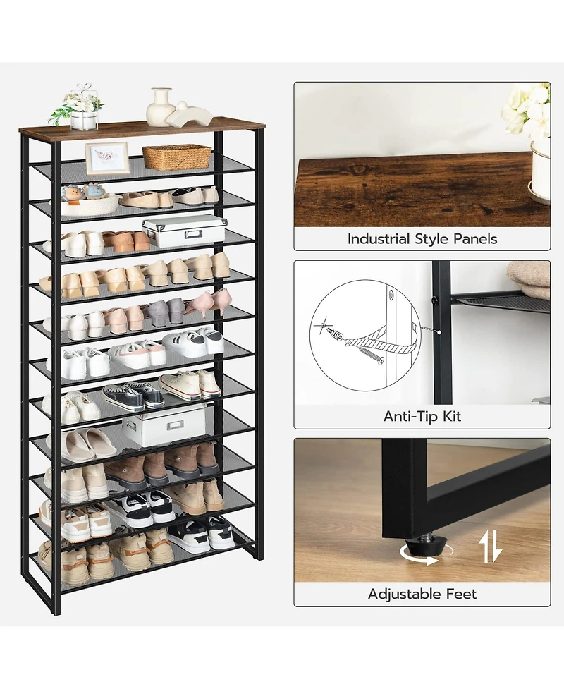 Slickblue Large 12-Tier Shoe Storage Rack Organizer for Home