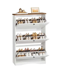 Slickblue Farmhouse Shoe Rack Cabinet with Flip Drawer Storage