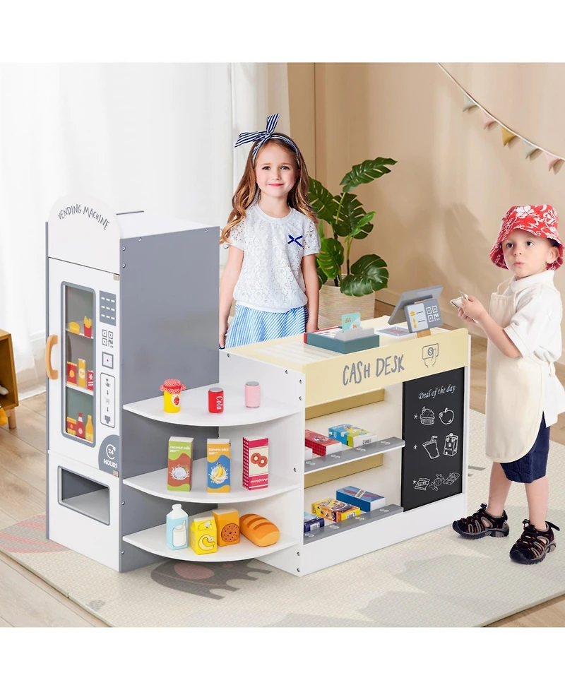 Slickblue Grocery Store Role Play Set for Kids with Pos Machine and Checkout Counter