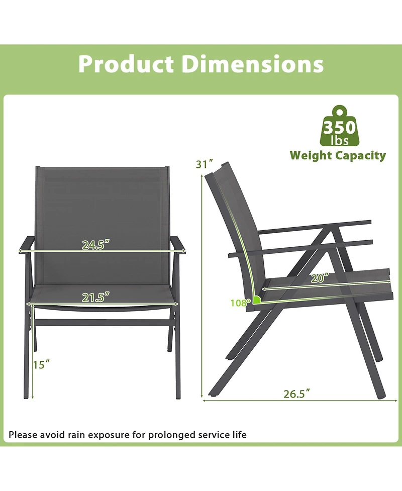 Slickblue Outdoor Seating Chairs Set of 2 with Mesh Fabric and Metal Frame