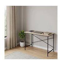 HomeRoots 48" Natural and Wood and Aluminum Computer Desk
