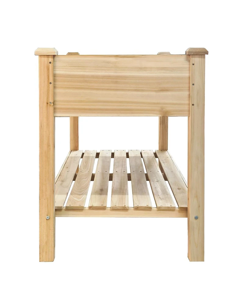 Streamdale Furniture 48x23x31.1'' Elevated Wood Garden Bed with Storage Shelf and Liner