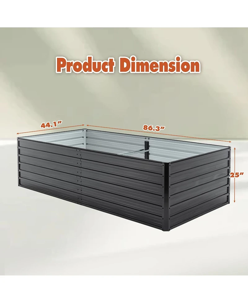 Streamdale Furniture 2-Pack 8x4x2ft Galvanized Metal Raised Garden Bed Kit