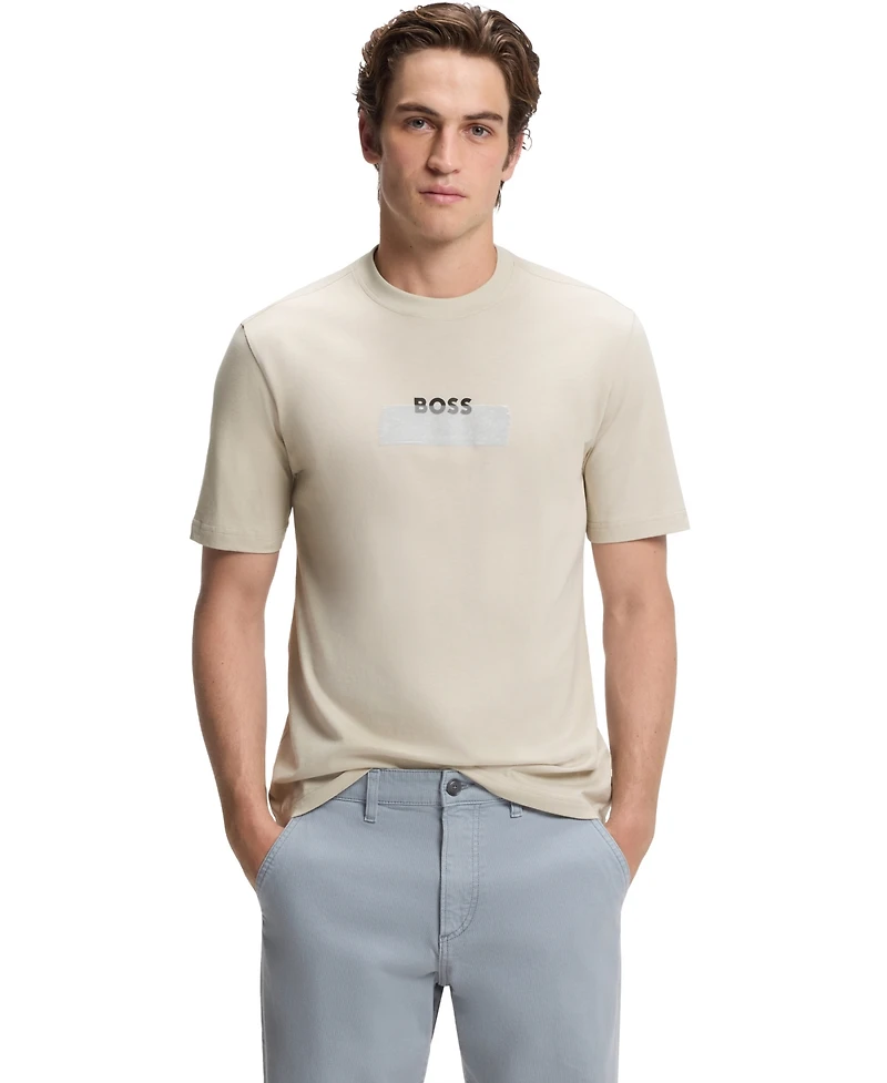 Boss by Hugo Men's Cotton-Jersey Logo Artwork Regular-Fit T-Shirt