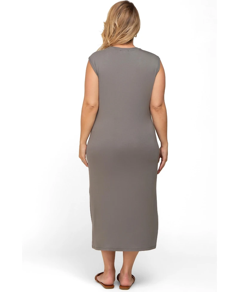 Pinkblush Plus Size Sleeveless Front Pocket Midi Dress