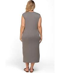 Pinkblush Plus Size Sleeveless Front Pocket Midi Dress