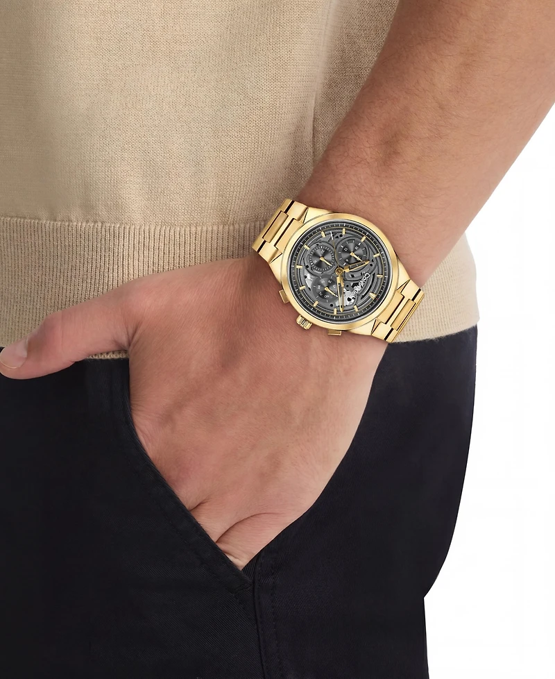 Calvin Klein Men's Distinguish Skeleton Gold-Tone Stainless Steel Bracelet Watch 44mm