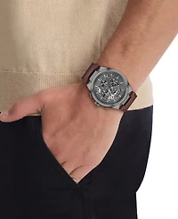 Calvin Klein Men's Distinguish Skeleton Dark Brown Leather Strap Watch 44mm