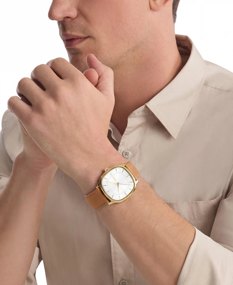 Calvin Klein Men's Ck Shape Tan Leather Strap Watch 37mm