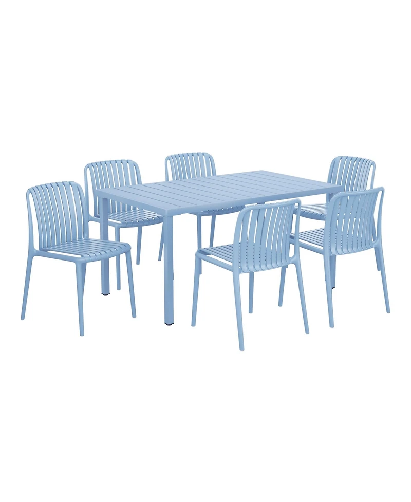 7-Piece Outdoor Patio Dining Table Set With Stackable Chairs