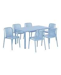 7-Piece Outdoor Patio Dining Table Set With Stackable Chairs