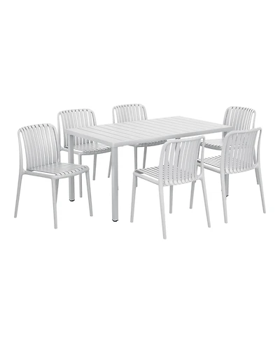 7-Piece Outdoor Patio Dining Table Set With Stackable Chairs