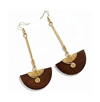 Pinduli Handmade Brass & Wood Drop Earrings – Elegant Statement Design